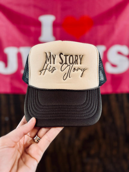 My Story His Glory Trucker - Christian Embroidered Trucker Hat