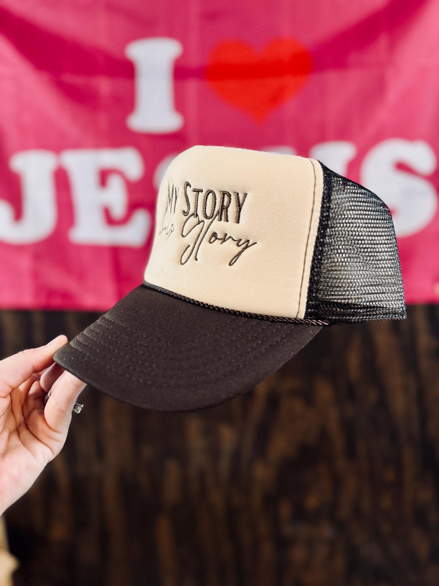 My Story His Glory Trucker - Christian Embroidered Trucker Hat