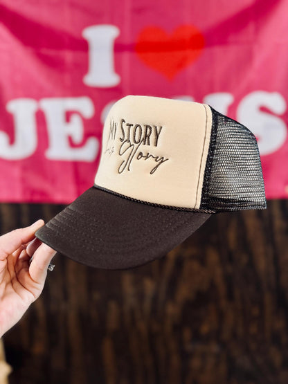 My Story His Glory Trucker - Christian Embroidered Trucker Hat