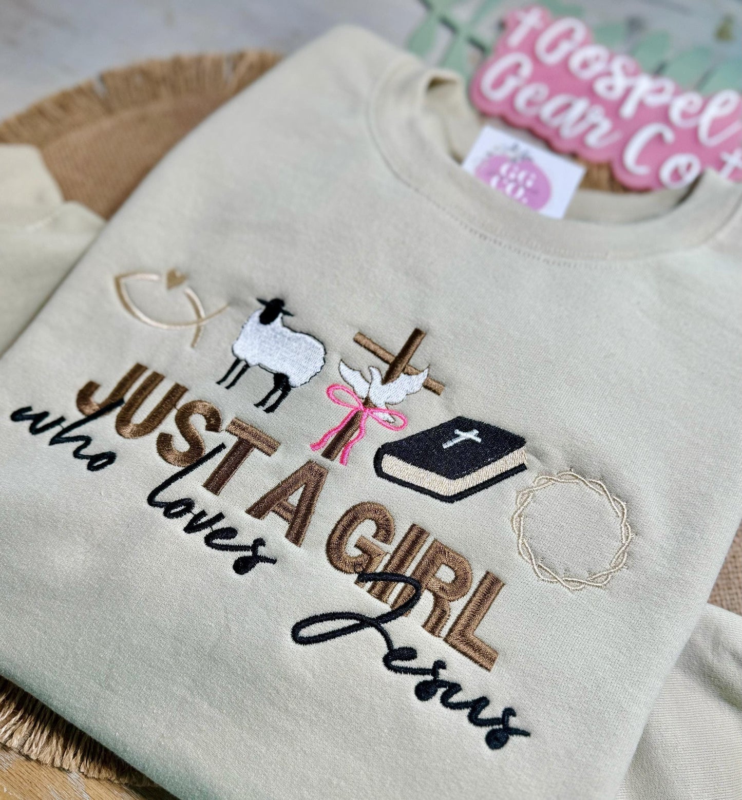 Just A Girl Who Loves Jesus Embroidered Shirt, Embroidered Pullover, Christian Sweatshirt, Jesus Pullover, Christian Gift, Christian Tee