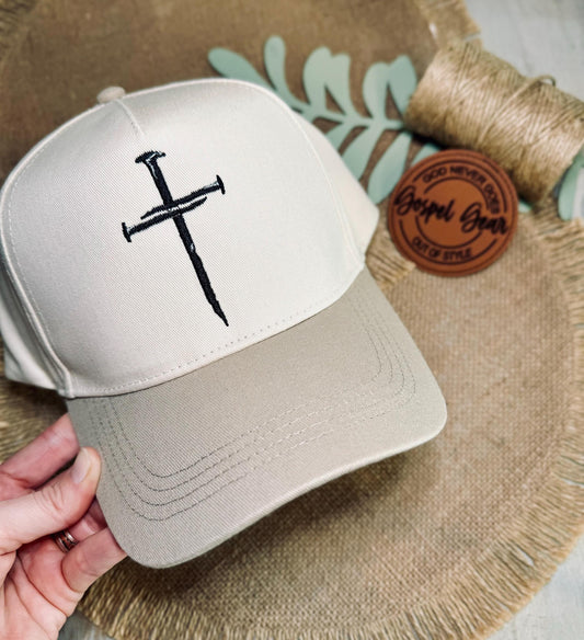 Three Nails Cross Hat, Embroidered Vintage Hat, Christian Dad Hat, Christian Gift
