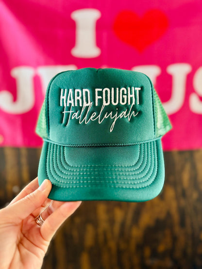 Hard Fought Hallelujah - Christian Embroidered Trucker Hat