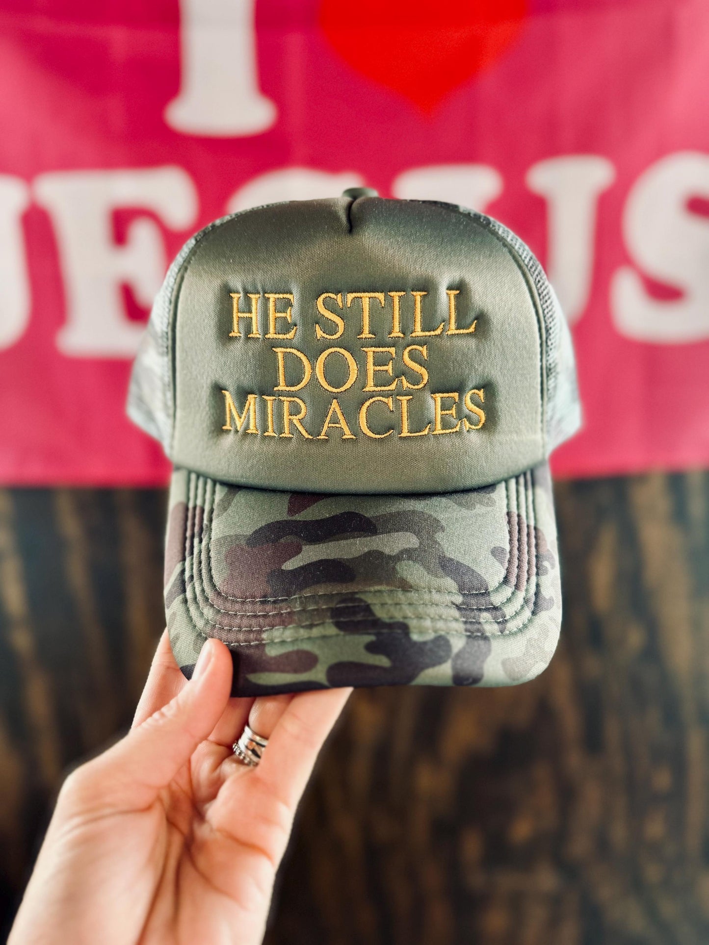 He Still Does Miracles - Christian Embroidered Trucker Hat