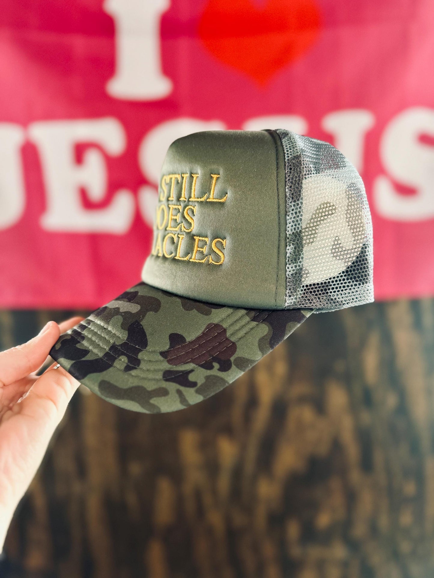 He Still Does Miracles - Christian Embroidered Trucker Hat