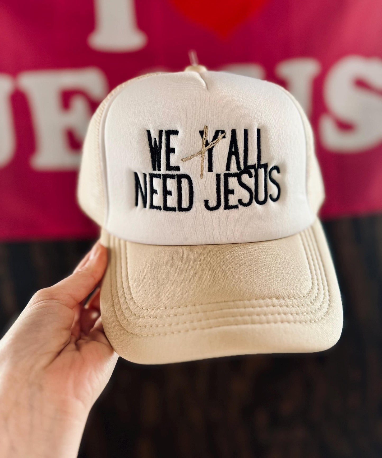 We All Need Jesus - Christian Embroidered Trucker Hat
