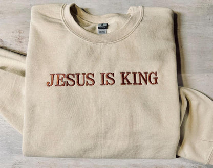 Jesus Is King Embroidered Shirt - Christian Tee - Comfort Colors Shirt - Embroidered Shirt - Jesus Shirt - Christian