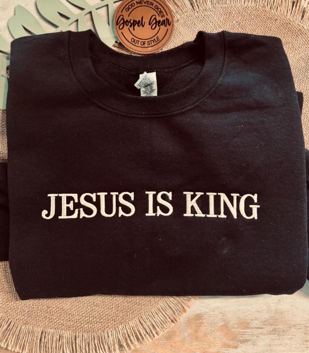Jesus Is King Embroidered Shirt - Christian Tee - Comfort Colors Shirt - Embroidered Shirt - Jesus Shirt - Christian
