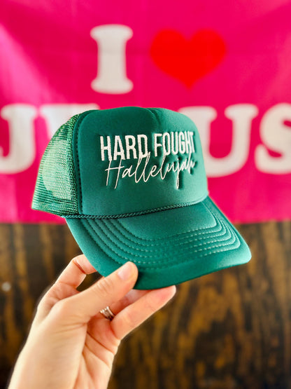 Hard Fought Hallelujah - Christian Embroidered Trucker Hat