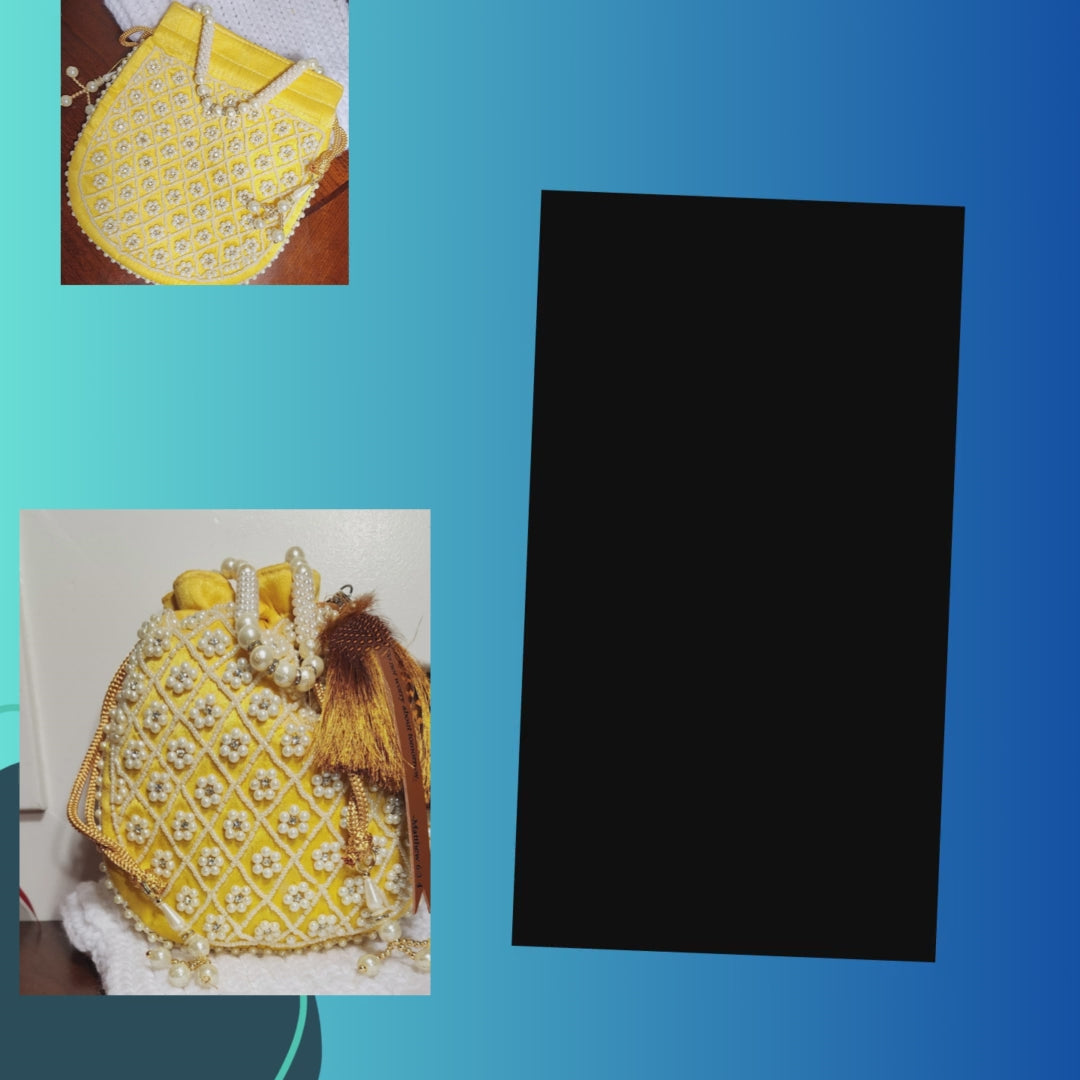 Statement Potli Drawstring Bag with Embellishments