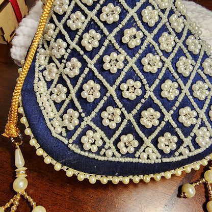 Statement Potli Drawstring Bag with Embellishments by Rachel Christian