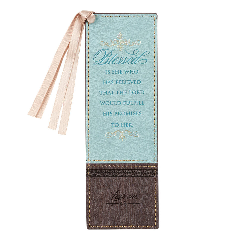 Blessed Is She Who Has Believed Faux Leather Bookmark