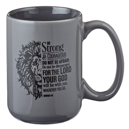 Be Strong Lion Gray Coffee Mug