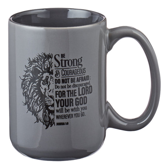 Be Strong Lion Gray Coffee Mug