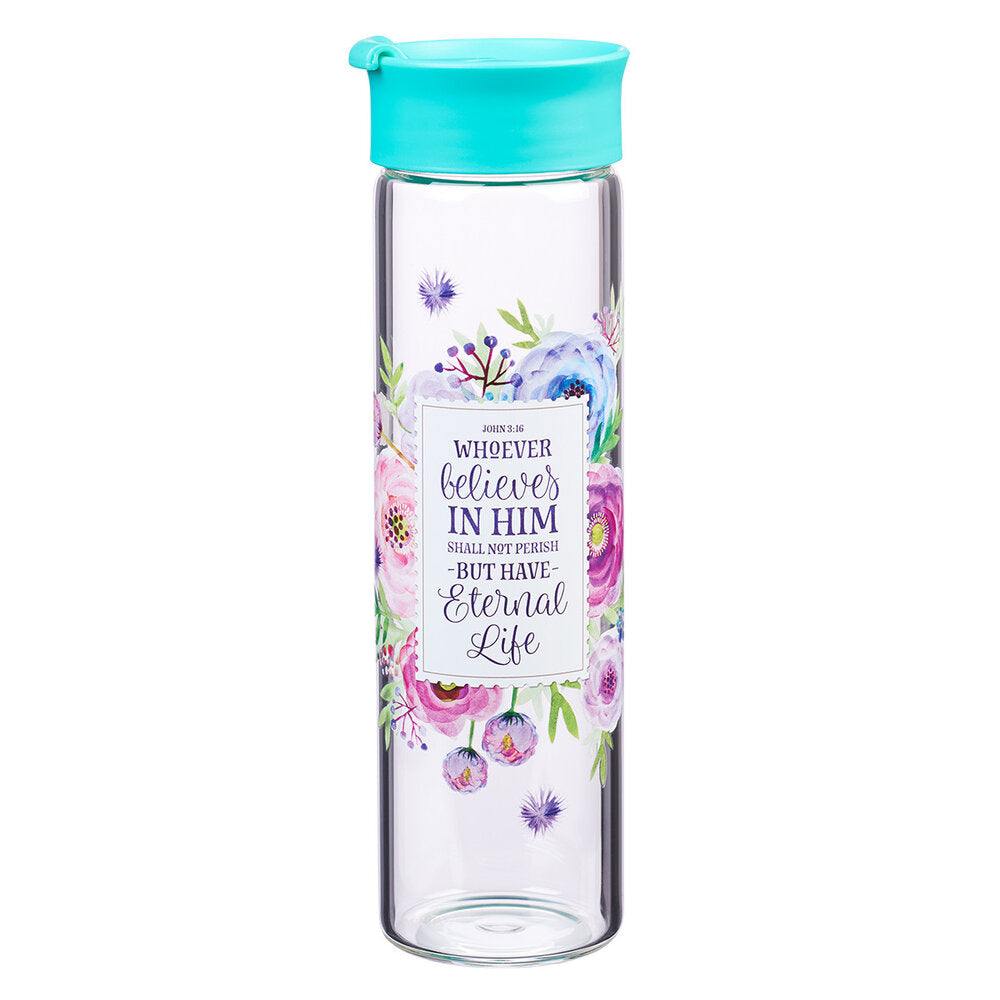 Whoever Believes in Him Glass Water Bottle - John 3:16