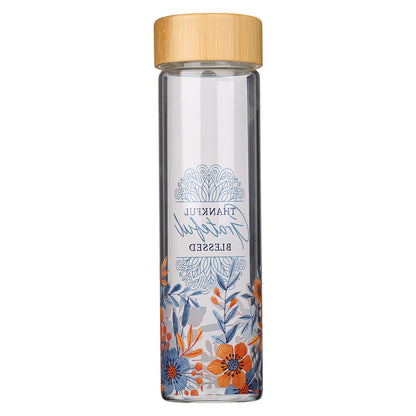 Glass Water Bottle with Bamboo Lid and Sleeve